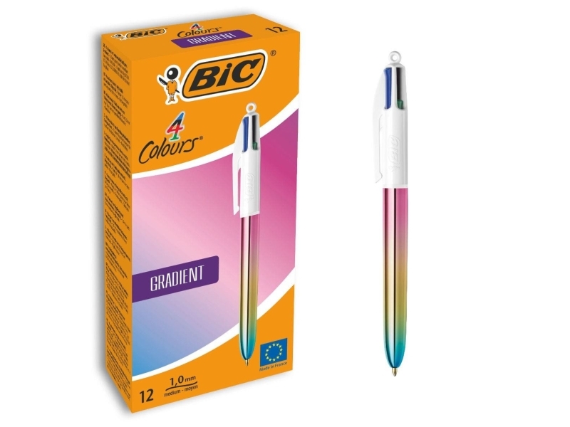 Bic 511034, Clips, Clip-On Udtrækkelig Kuglepen, Genopfyldelig, Sort, Blå, Grøn, Rød, 12 Stk, Mellem