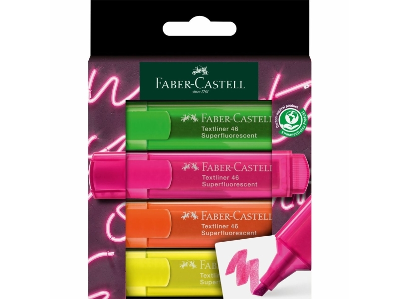 Faber-Castell 254600, 4 Stück(E), Grün, Orange, Pink, Gelb, Meißel, Grün, Orange, Pink, Gelb, 1 Mm, 5 Mm