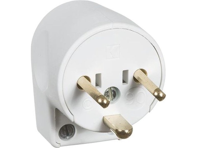 LK - Stikprop vinkel EDB, rund vinkel, m/jord, 16A, hvid