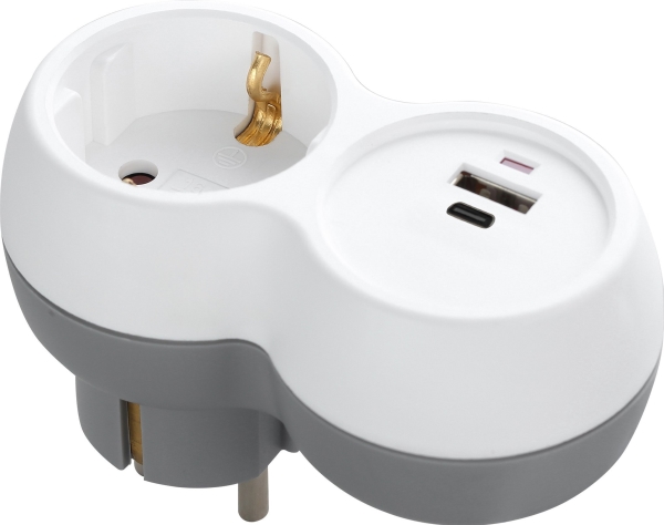 Orno förgreningsenhet 2P+Z, USB-A+C, schuko, vitgrå | Lauritz Knudsen - LK OPUS® 73 & 74 - Övriga OPUS 73 & 74 | GameStuff