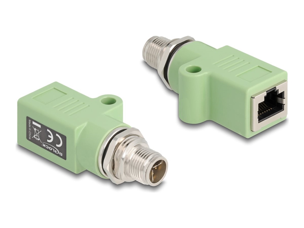 Delock M12-adapter X-kodad 8-polig hane till RJ45-hona Cat.5e med monteringshål rak grön | Datortillbehör - Kablar & adaptrar - Adaptrar | GameStuff