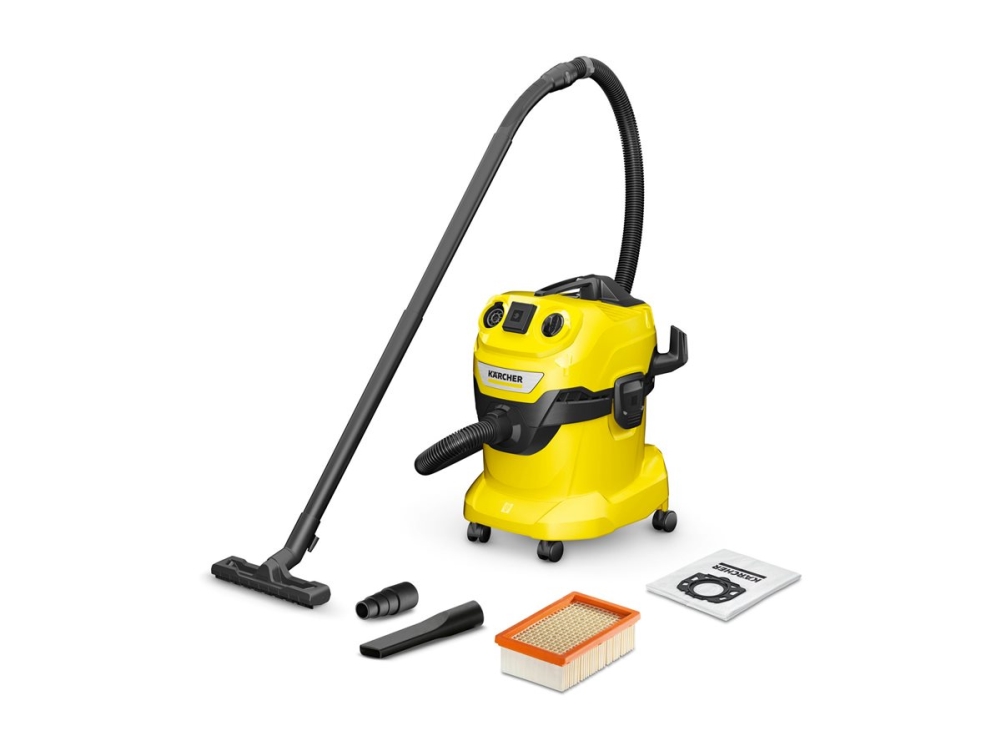 Kärcher WD 4 P V-20/5/22, torr &amp våt, svart, gul, fleece, vridbar, plast, 20 L | Vitvaror - Dammsugare - Dammsugare | GameStuff