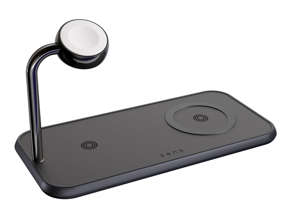 ZENS Dual+Watch Aluminium Wireless Charger - Trådlös laddningsplatta/laddningsstativ - magnetisk + växelströmsadapter - 20 Watt - Apple Fast Charge, FC - svart | Tele & GPS - Mobil tillbehör - Övriga tillbehör | GameStuff