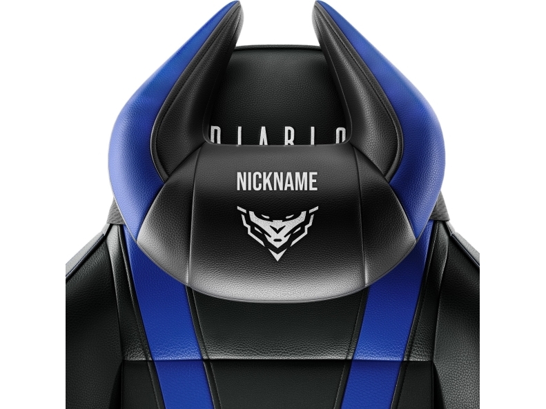 Diablo X-Horn nackstödsdyna med personligt broderi, svart och blå | Spel - Gamingmöbler - Tillbehör | GameStuff