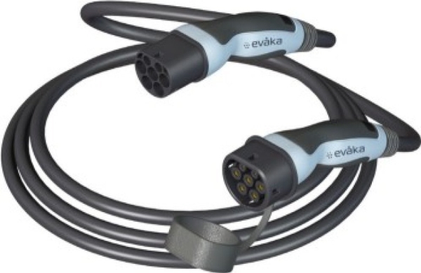Evaka Ev Charging Cable Type2-Type2, 22 Kw, 32 A, 5X6 Mm2, 1X0.5 Mm2, 5 M | Eva503325 | Black