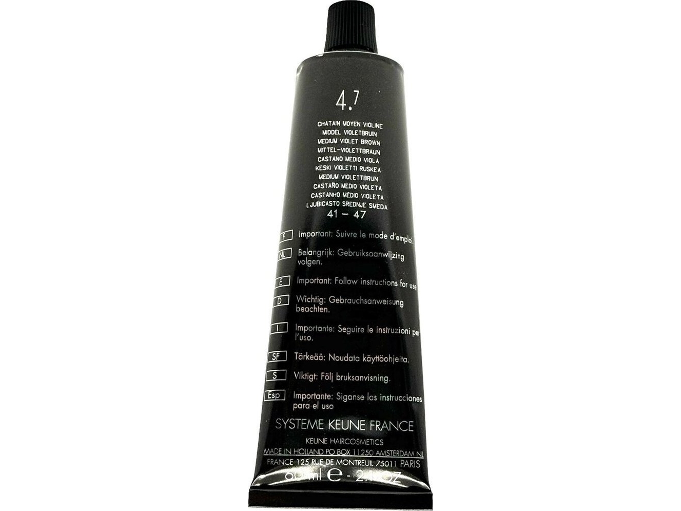 Keune , Tinta Color, Permanent Hair Dye, 4.7 Medium Violet Brown, 60 Ml For Women