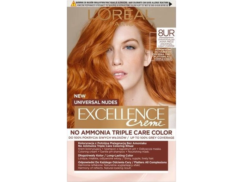 L'oreal Paris Universal Nudes Excellence Creme Permanente Haarfarbe 8Ur Helles Kupfer