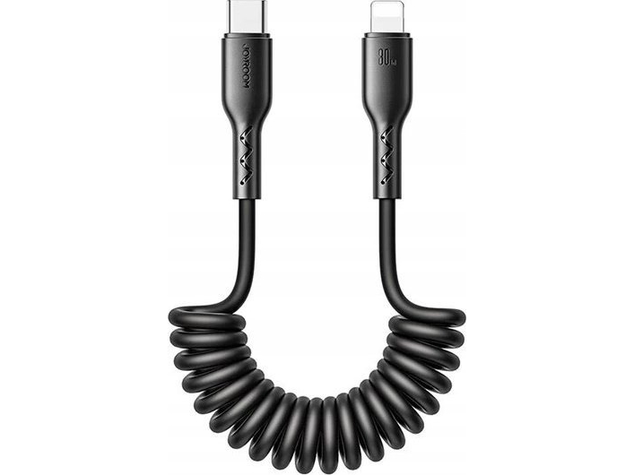 Schnellladekabel Für Auto Joyroom Type-C Auf Lightning Easy-Travel Series 30W 1,5 M, Spiralförmig (Schwarz)