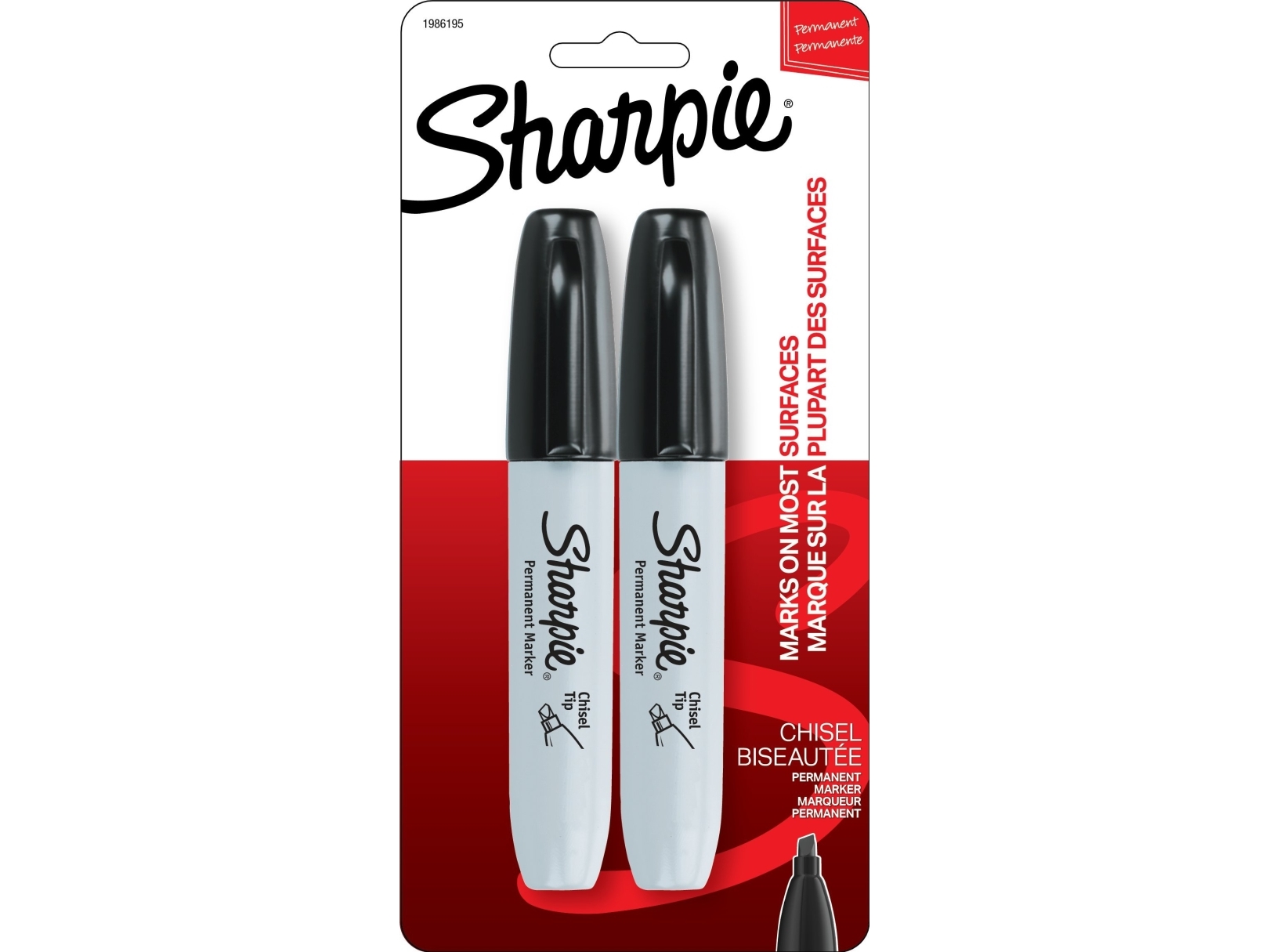 Sharpie Marker Wedge Tip Chisel 1,5-4,5 Mm Sort Blister Med 2 Stk