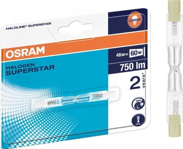 Osram HALOLINE SST, 48 W, R7s, T12, 2000 h, 750 lm, Varmvit | Belysning - Ljuskälla | GameStuff