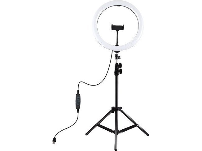 Puluz LED žiedinė lempa 30cm, su trikoju stovu iki 1.1m ir telefono laikikliu, USB