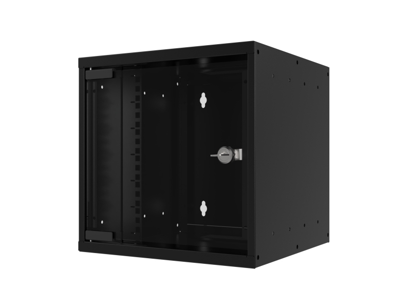 EFB Elektronik WGB-1009TS.30, Vægmonteret stativ, 9U, 30 kg, Nøglelås, Rack skinner, Forbedret kabelstyring