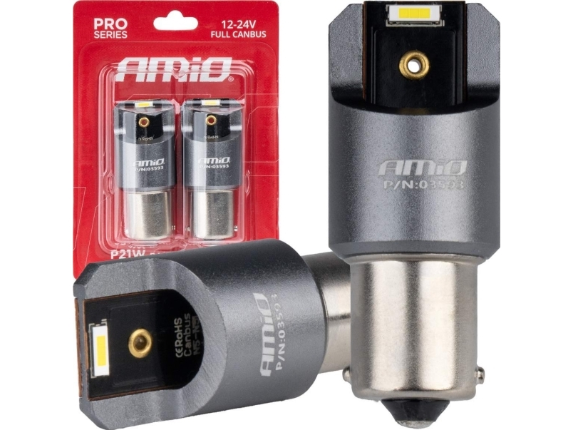 LED lemputės „Full Canbus Pro BA15S P21W“ 2x1860SMD baltos 12V 24V amio-03593