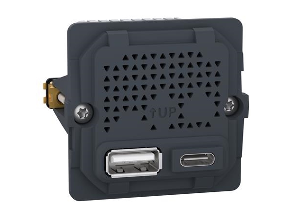 LK FUGA ® Dobbelt 5V USB A+C-lader, 21W 3A, 1 modul, uden afdækning