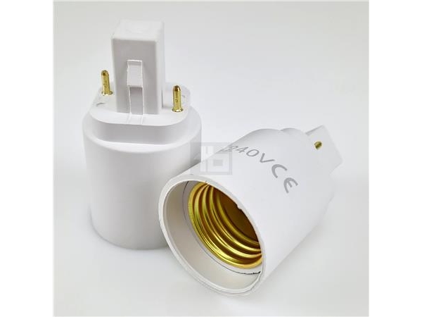 Sockel G24D för E27 2 stift, G24D sockel, vit plast | Belysning - Ljuskälla | GameStuff