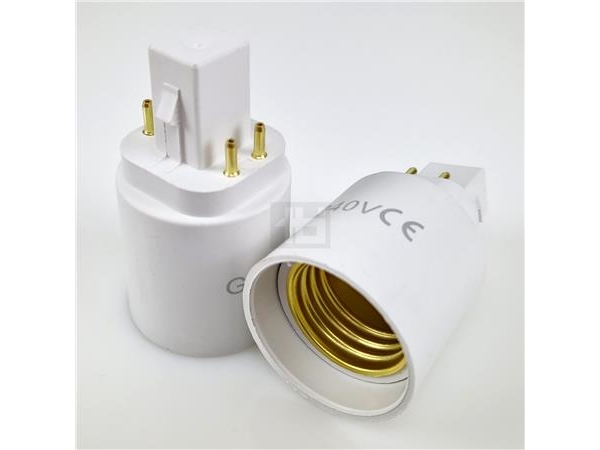 Sockel G24Q för E27 4 stift G24Q-fäste vit plast | Belysning - Ljuskälla | GameStuff