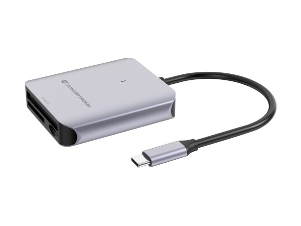Conceptronic Bian09g, Cfast 2.0, Microsd (Transflash), Microsdhc, Microsdxc, Sd, Sdhc, Sdxc, Grau, 10000 Mbit/S, Aluminium, 2 Tb, Usb 3.2 Gen 2 Typ-C