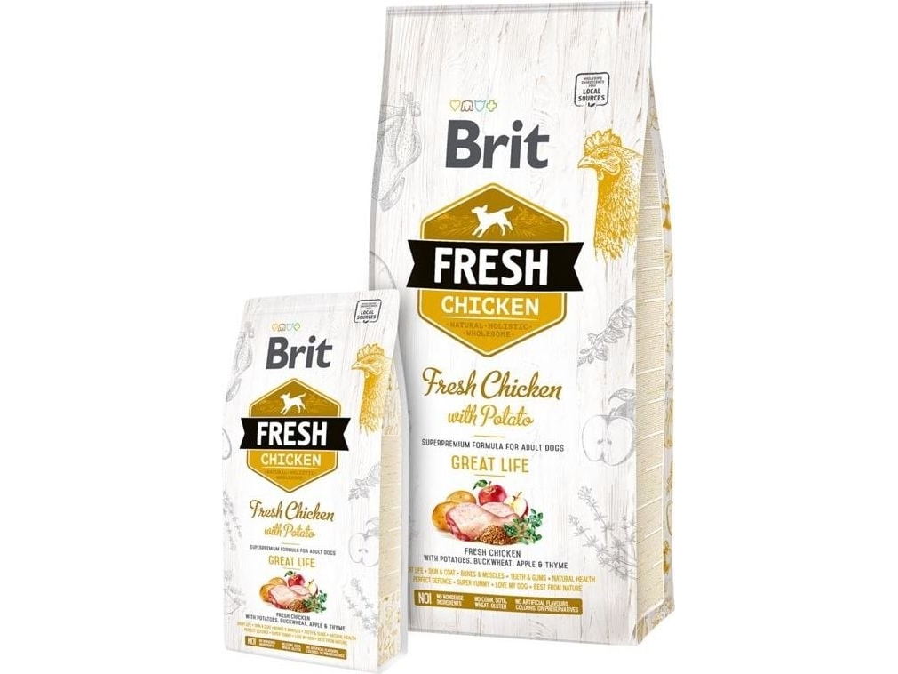 Brit Fresh, Voksen, Æble, Boghvede, Kylling, Kartoffel, 12 Kg, Gluten Fri