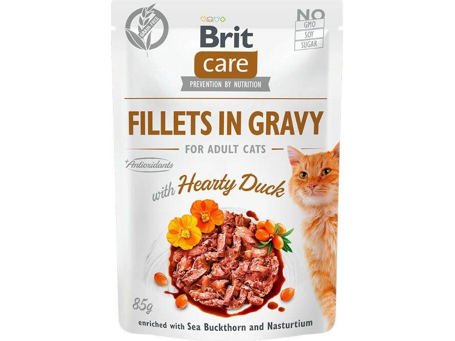 Brit Care Cat Pouch Duck - ankfiléer i sås, våtfoder för katter, påse 85g universal | Sällskapsdjur - Katt - Kattmat | GameStuff