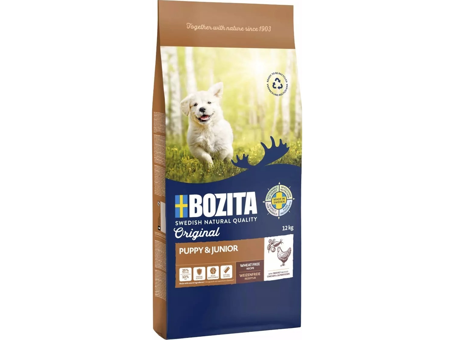 Bozita Original Puppy & Junior Chicken - Tørfoder Til Hunde - 12Kg
