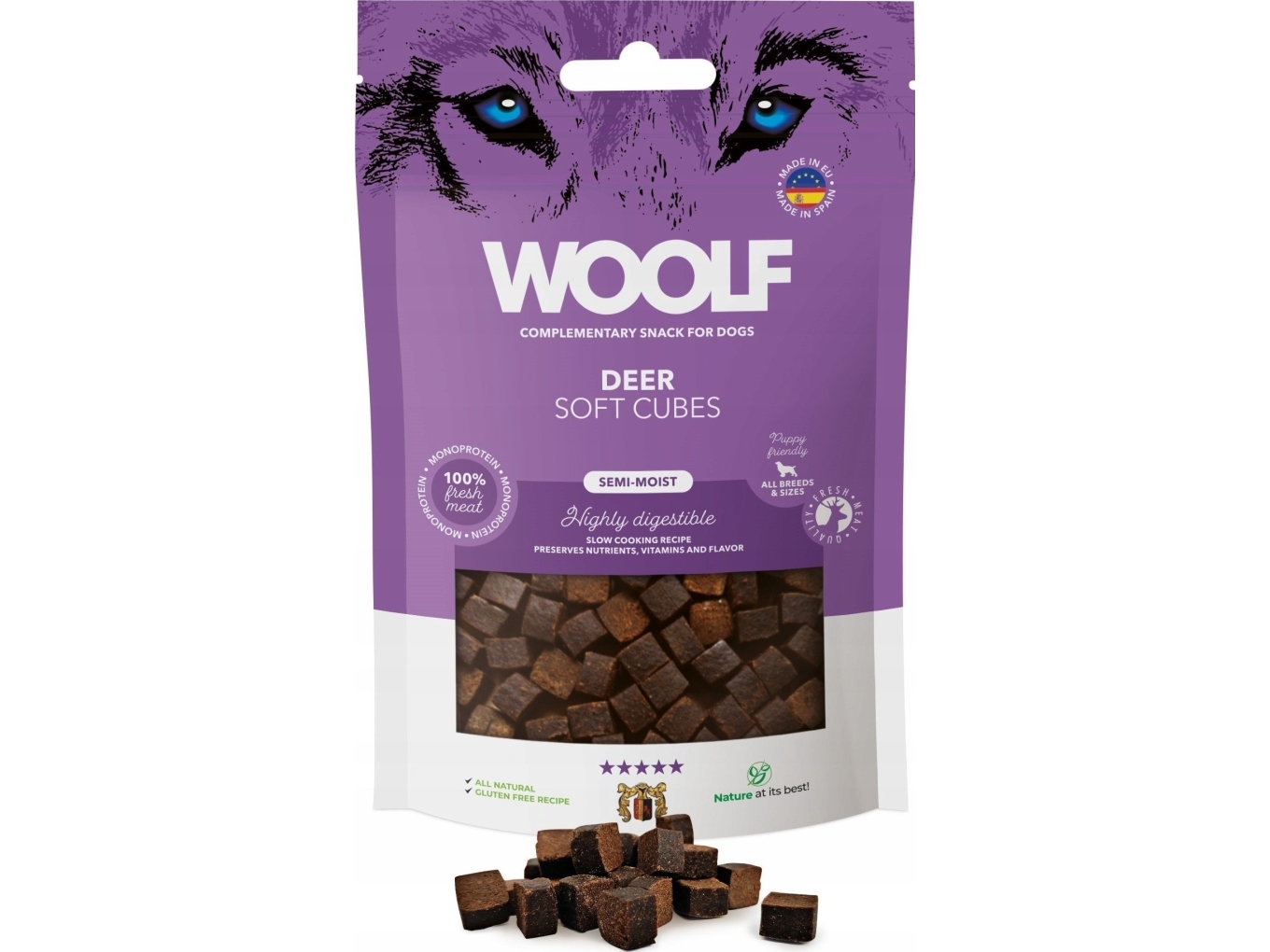 Woolf Soft Cubes Monoprotein Deer 100G