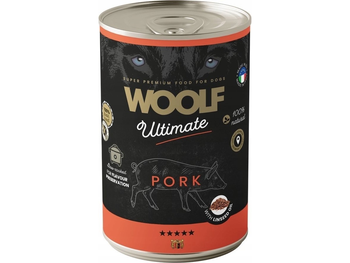 Woolf Pies Dosen 400 G Ultimate Can - Pork & Linseed Oil /6
