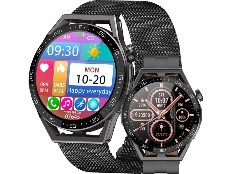 Rubicon Rnce88 Smartwatch, Schwarz Mit Zwei Armbändern Im Lieferumfang
