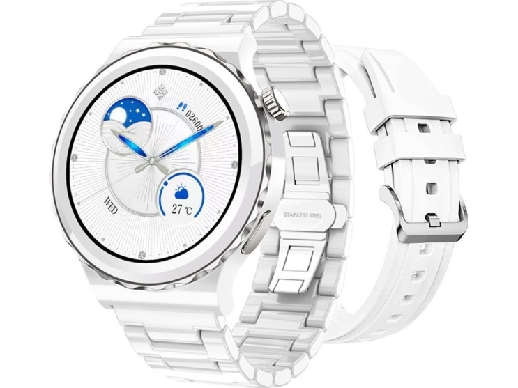 Rubicon Rnce92 Smartwatch, Weißes Gehäuse Mit Zwei Weißen Armbändern Inklusive