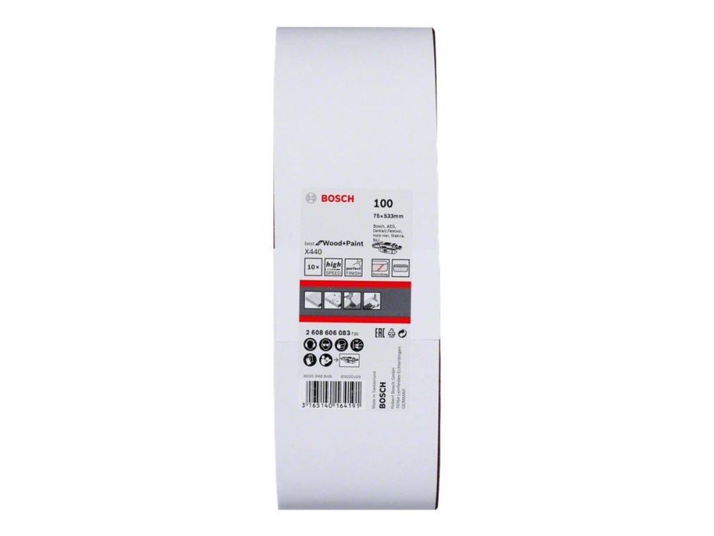 Bosch Slibebånd 75x533mm K100 10stk - 2608606083