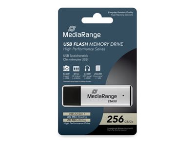 Mediarange Mr1903 - Usb Flashdrive - 256 Gb - Usb 3.2 Gen 1 - Sort, Sølv