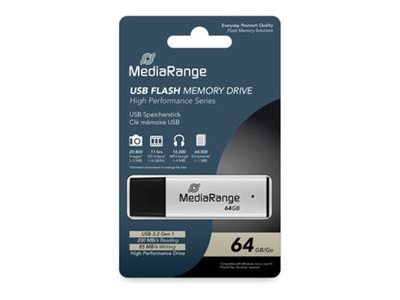 Mediarange Mr1901 - Usb Flashdrive - 64 Gb - Usb 3.2 Gen 1 - Sort, Sølv