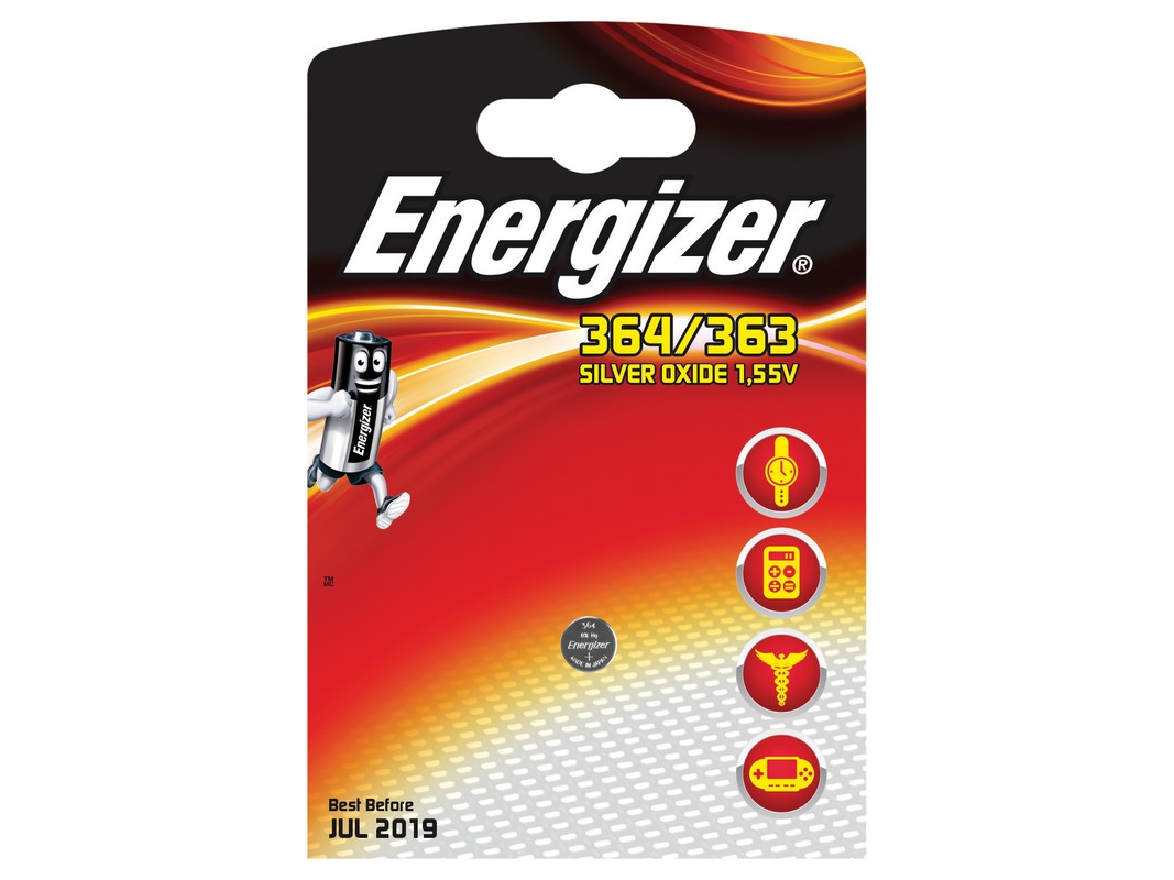 Energizer 364/363, Engångsbatteri, Silver-oxid (S), 1,55 V, 1 styck, Hg (kvicksilver), Metallisk | Stickproppar och uttag | GameStuff