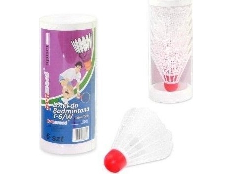 Polsirhurt Badminton fjerbolde hvid op 6 i rør T-6/W