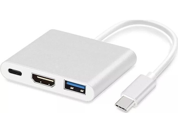 Usb-Adapter Ilike Hd1 3-I-1 Usb-C Til Hdmi 4K/ Usb 3.0/ Usb-C Hun Adapter Sølv