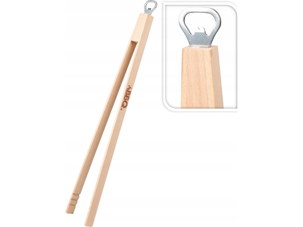 GRILLTANG I TRÆ 48 CM MED OPLUKKER