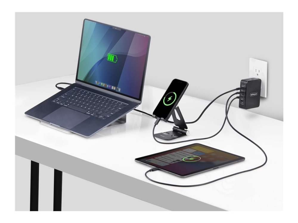 Startech.Com 140W Usb-C-Wandladegerät, 3X Usb-C/1X Usb-A, Pd 3.1 Internationaler Gan-Ladegerät Für Macbook/Dell Xps/Inspiron, Usb Typ C Netzteil, Lap