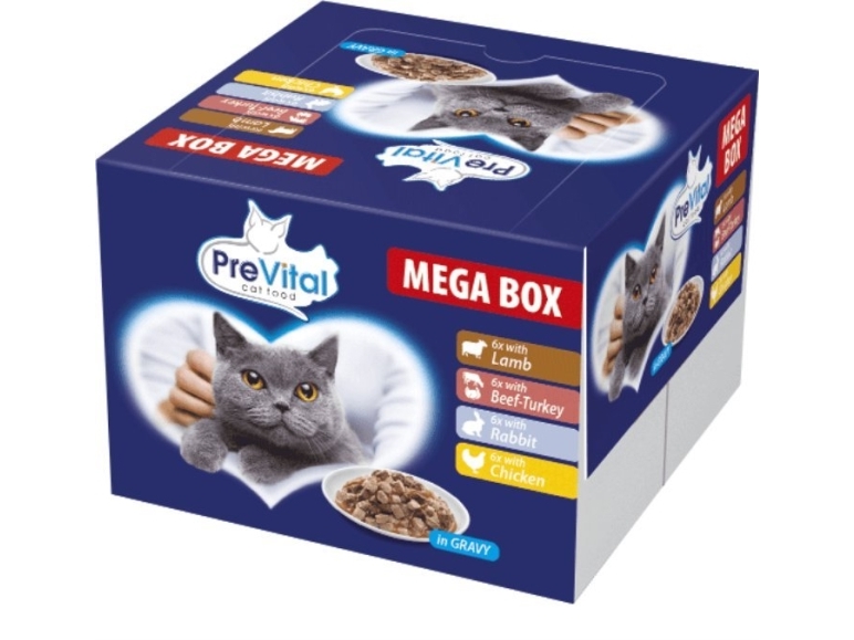 PreVital Mega Box kattsnacks i karma/våtfoder 24 x 100 g | Sällskapsdjur - Katt - Kattmat | GameStuff