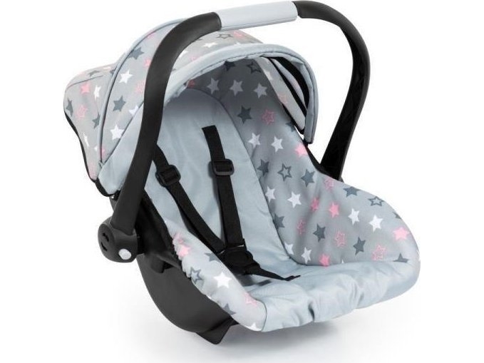 Bayer Design Deluxe Car Seat with Canopy for Dolls - Grey w/ Stars