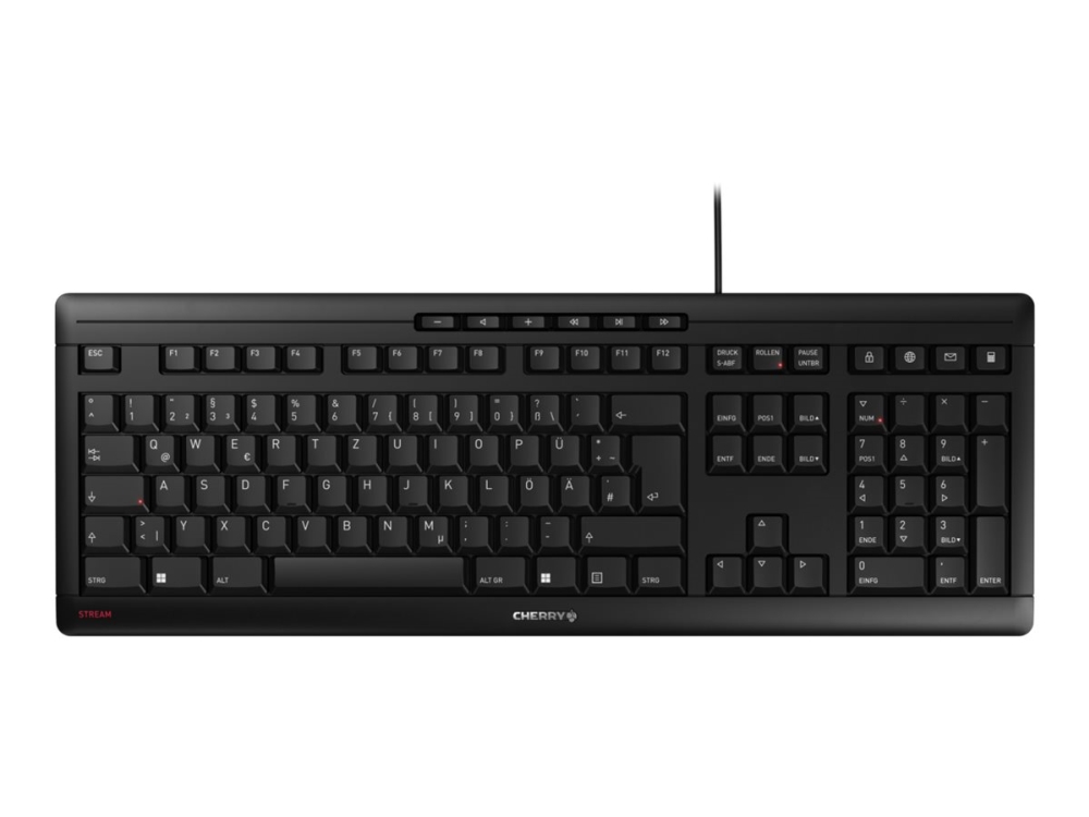Cherry Stream Keyboard - Tastatur - 100% - Full Size - Usb - Qwerty - Portugisisk - Tastkontakt: Cherry Sx - Sort/Grå