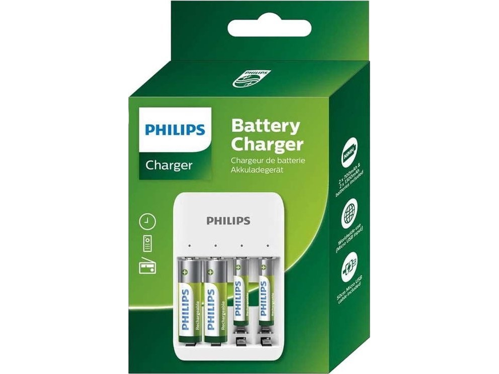 Philips Laddningsbara Aa/aaa Batteriladdare Philips Scb4013nb/0