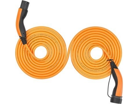Type 2 Selvoprullende Ladekabel, Op Til 22 Kw, 7 M, Orange