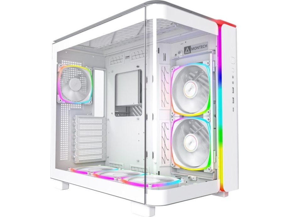 Montech King 95 Pro white - curved glass, 6x ARGB + hub | Datorkomponenter - Datorchassin & Tilbeör | GameStuff