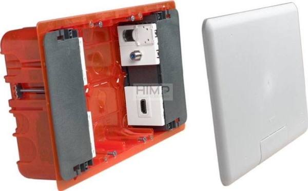 Batibox Mediabox 2x5M, vit, 296 x 154 x 53 mm | Lauritz Knudsen - LK FUGA - Rammer & Tangenter | GameStuff