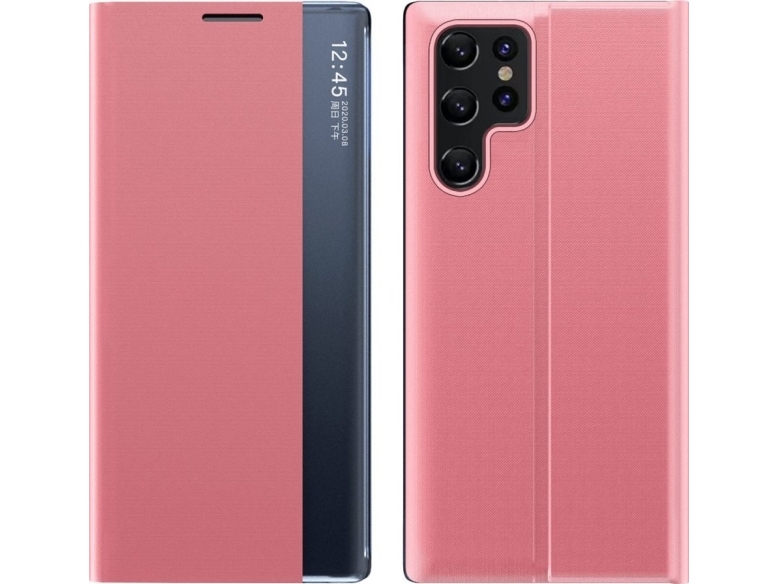 Nyt Sleep Case til Samsung Galaxy S25 Ultra-etui med flipcover og stativ - pink