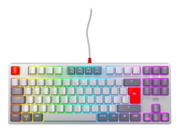 CHERRY XTRFY K4V2 - Retro Edition - tangentbord - RGB - 80% - TKL - bakgrundsbelyst - USB - QWERTY - hela norden - tangentbrytare: CHERRY MX2A Red - grå | Spel - Gamingmöss & Tangentbord - Gaming tangentbord | GameStuff