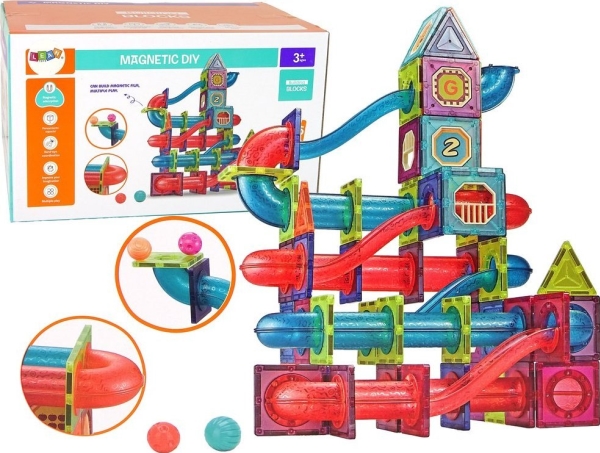 LeanToys magnetiske byggesten blokke 145 dele 3D rutsjebane til bolde