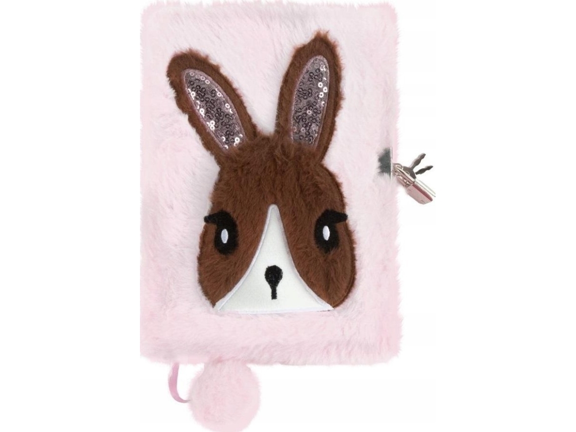 Plush Diary With Padlock Pink Rabbit Derform
