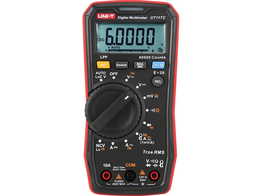 Hochpräzises Digitalmultimeter Ac/Dc 600V Ac/Dc 10A 50Khz 40Mω 1000Uf Loz Lpf Ncv 60000 True Rms Bt, Uni-T