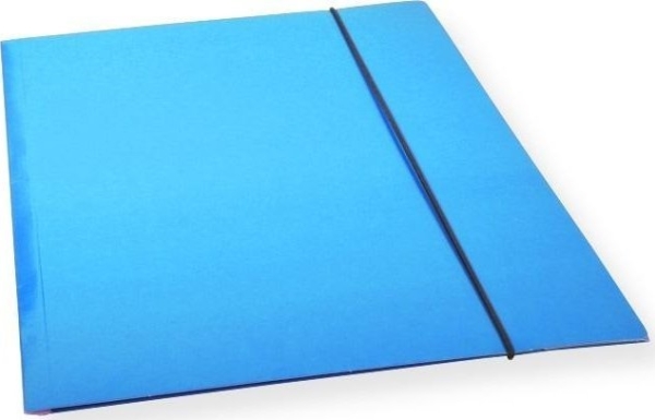A4 Folder With Rubber Band Lacquer Blue 300Gsm (10Pcs)