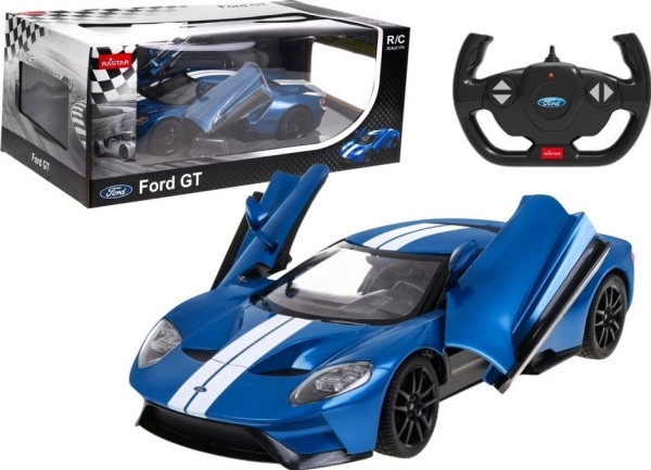Bil Rc Fjernstyret Ford Gt 1:14 Åbne Døre Blå Rastar